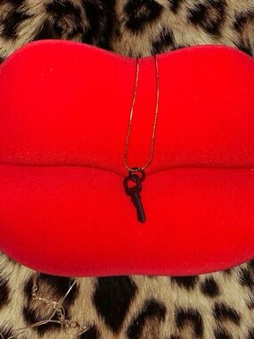 Authentic Louis Vuitton Matte Black Key Pendant Necklace (#667)